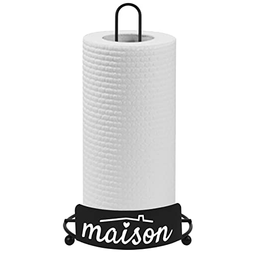 Porte-Rouleau de Cuisine Vertical pour Table, Organisateur de Rouleau en Métal Noir, Support pour Rouleaux de Papier Absorbant, pour Salle de Bain et Cuisine (Design Maison) Cover