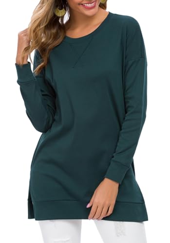 Image of levaca Women's Fall Long Sleeve Side Split Loose Blouses Casual Pullover Tunic Tops