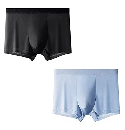Men's Underwear Ice Silk Seamless Boxer Briefs Breathable Ultra-Soft Panties Antibacterial Multicolor Free Size (XXL, 2)-image-12