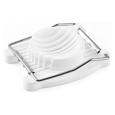 Boiled Egg Cutter Slicer Plastic Stainless Steel Wire Heavy Duty Multi Purpose Gadget Hard Eggs Soft Fruit Banana Strawberry Sturdy Portable Kitchen Tool Dishwasher Safe White (Size 10X8cm)(Pack Of 1) Cover