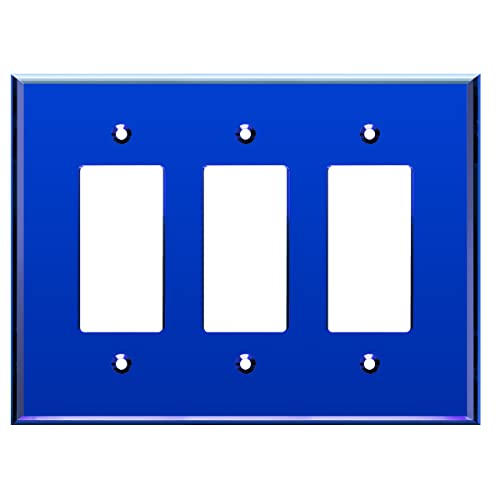 LIDER LWP-33O-ABL - Placa decorativa acrílica reflectante para pared, placa de interruptor de luz espejada, cubierta de salida de plexiglás, vidrio acrílico, 3 bandas de gran tamaño, 5.5 x 7.4