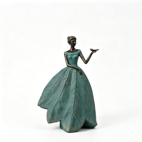Guichifun Fairy Statue Collection Home Decoration - Leaf Angel Girls with Dragonfly Resin Home Decor for Outside or Inside Rustic Garden Outdoor Yard Decorations Figurines Gift 5 x 3.5 x 7.5 Inch