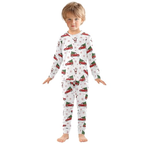 Pajama Sets Long Sleeve Christmas Truck Santa Pattern Soft Comfy Sleepwear 2 Piece PJS 3-8T2