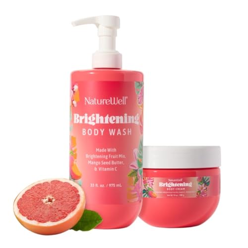 NATURE WELL Brightening Body Bundle, Includes 33oz Creamy Body Wash & 10oz Ultra-Hydrating Body Cream, Radiance-Boosting, Antioxidant-Rich, Refreshing Scent, Promotes A Luminous & Healthy-Looking Glow image 2