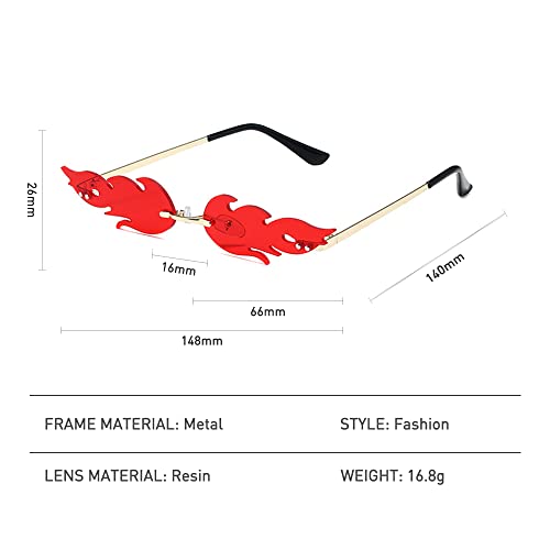 Fashion Fire Flame Sunglasses Women Men Retro Rimless Fire-Shape Wave Glasses Vintage Eyewear for Halloween Party3
