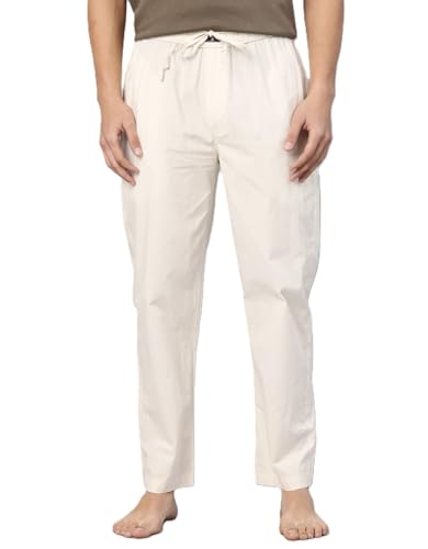 Image of Majestic Man Men's Pure Cotton Solid Lounge Pyjama Pants| Comfort Fit | Elastic Waist with Drawstring | 3 Pockets | Front Zip Closure