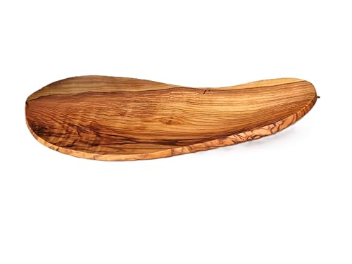 Cleminson Frutero de madera de olivo hecho a mano, tabla de servir curvada de madera, tres tamaños disponibles (pequeño)