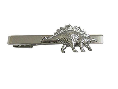 Kiola Designs Silver Toned Textured Stegosaurus Dinosaur Square Tie Clip