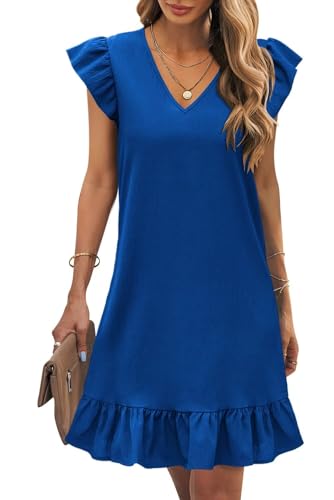Image of JOCAFIYE Summer Dresses for Women 2026 Cute Cap Sleeve V-Neck Flowy Swing Sundress Mini Dress