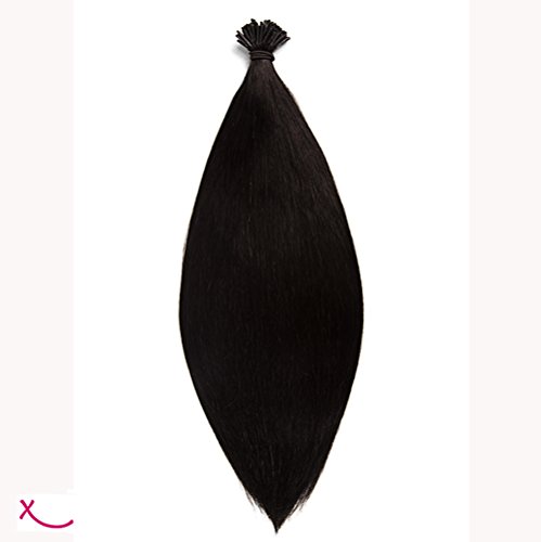 Extiff - Extensión de cabello natural para aplicación en frío - 20 extensiones de 50 cm - Marca francesa - 1 negro