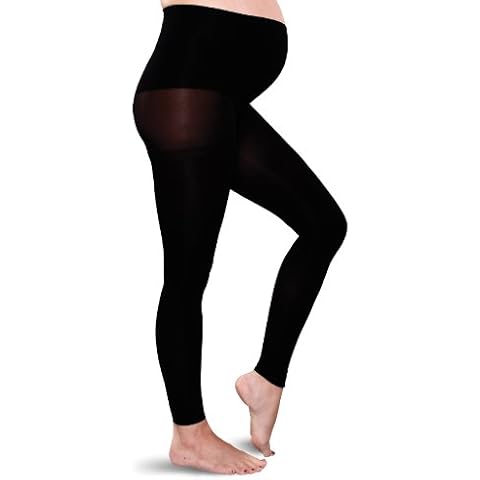 Preggers Maternity Footless Tights - 10-15 mmHg Gradient Compression (Black, M) Cover