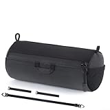 Besttoolifes Bolsa cilíndrica reflectante para manillar, 1 l, impermeable, para bicicletas, almacenamiento frontal, con malla para hombro, correa compatible con noche, carretera, montaña, plegable, de