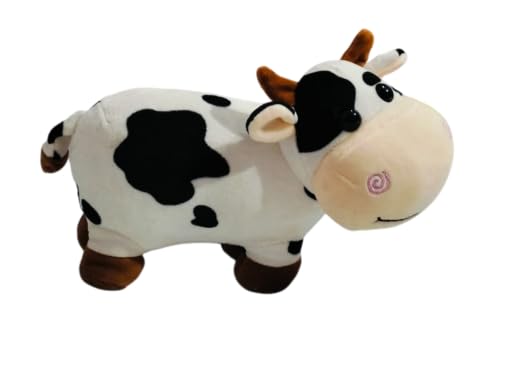 Image of Sitting Milky Moo Cow Plush Soft Toy Stuffed Cartoon Pet Kawai Animal Plushie Cattle Toys Doll Birthday Gifts for Friends Kids Girls Decorative Toy White 30cm