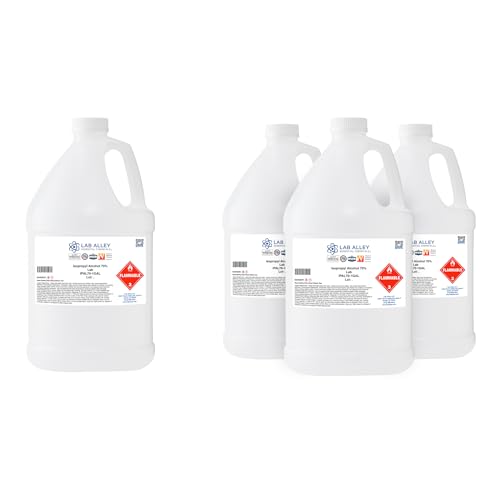 Lab Alley Isopropyl Alcohol 70% (IPA) Lab Grade, Rubbing Alcohol & Cleaning Solvent for Laboratory, Industrial & Professional Use, Made in USA, 4 Gallons (4 x 1 Gallon Case)