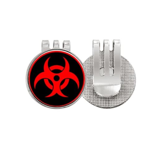 Marcador de pelota de golf con imán y diseño de peligro nuclear para tus días de torneo