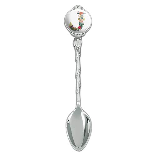 Letter J Floral Monogram Initial Novelty Collectible Demitasse Tea Coffee Spoon