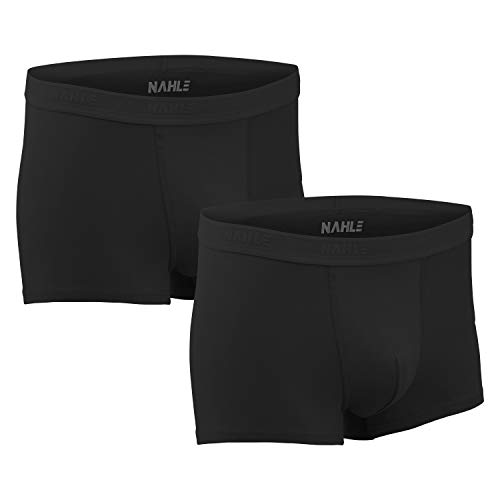 NAHLE ® Calzoncillos tipo bóxer para hombre, algodón, 2 unidades, color blanco, gris y negro, ropa interior para hombre, estilo retro, Negro , XL