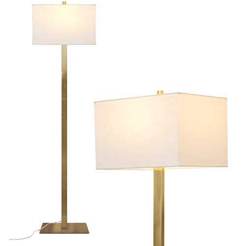 Brightech Stella - Bright Brass Lamp for Office, Bedrooms, and Living Rooms - Standing Mid Century Modern Light- Gold, Antique Brass - Indoor Pole Lamp