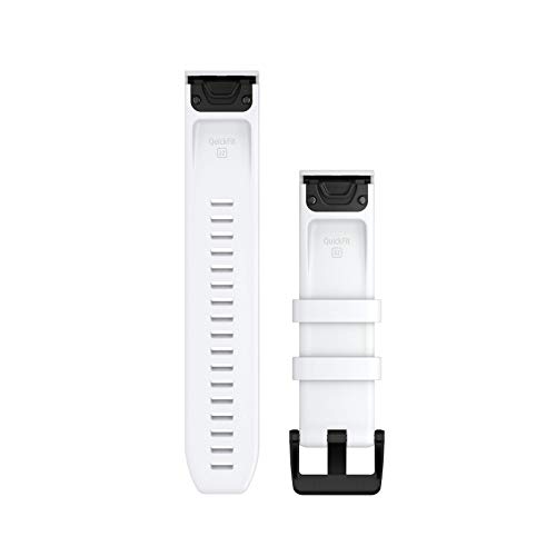 Image of Garmin QuickFit 22 Watch Band - White with Black Stainless Steel Hardware