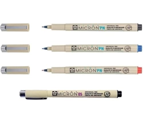 Stylos Pigma Micron PN Sakura en lot de 3 crayons d'écriture quotidienne avec 1 feutre noir offert