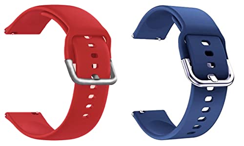 BQeT 20MM Soft Silicone Metal Buckle Strap For Smart Watch(CHECK MODEL LIST ALSO) (20MM, RED/BLUE)