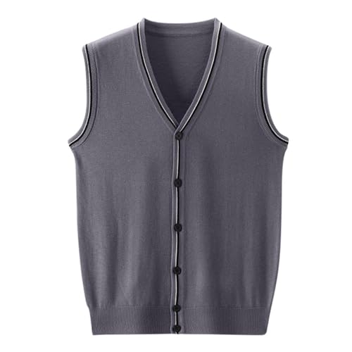 Men's Sleeveless Button Cardigan V Neck Button-Up Sweater Vest Stylish Fall Winter Knitted Cardigans Vests4