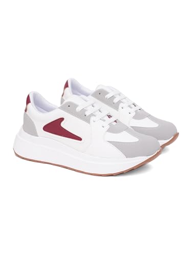 Image of TRYME Women Casual Sneakers Lace-Up Design Soft Cushioned Insole Comfortable Walking Shoes Stylish