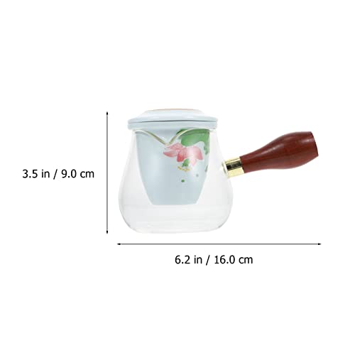 Angoily Tetera de Cristal con Filtro de Línea Tetera de Vidrio con Mango de Madera Mercancías del Té Mini- Oficina para… - Imagen 3