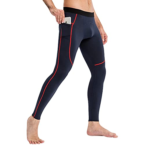 Wragcfm Mens Compression Leggings,Dry Fit Active Mens Leggings Athletic Workout Compression Pants Sports Tights Leggings With Pockets Moisture Wicking (Navy,M) #TOP17