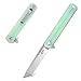 Eafengrow EF65 Flipper Folding Lock Knife Ball Bearing D2 Blade and G10 Steel Handle Pocket Assisted Multitool with Clip Everday Carry (EF65-T-jade)