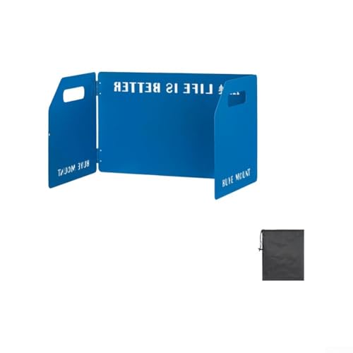 Parabrisas plegable de aluminio de 3 paneles para estufa de camping - Barrera de viento resistente al calor, compacta y ligera, 45×35 cm por panel, 1,32 kg (azul)