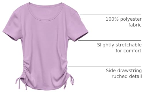 Image of Imily Bela Girls Tees Shirts Cute Crew Neck Short Sleeve Side Drawstring Solid Tops Kids Children Summer Clothes
