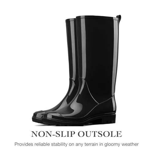 HISEA Rain Boots for Women Waterproof Garden Boots, Knee High Rain Shoes, Non Slip Seamless Welly4
