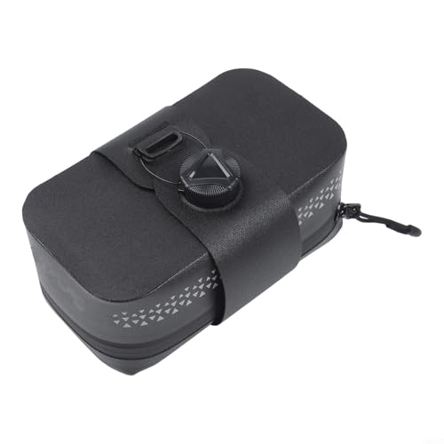 Waterproof Bike Saddle Bag with Twist Lock Buckle and Reinforced Straps, Expandable Storage for Essential Tools and Accessories (Black)