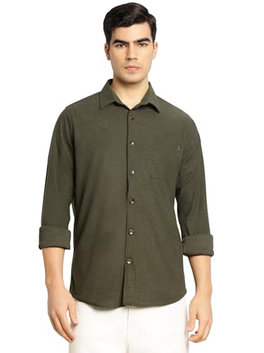 Image of Thomas Scott Men's | Corduroy | Full Sleeve | Slim Fit | Polyester-Blend | Single Pocket | Spread Collar | Casual Shirt