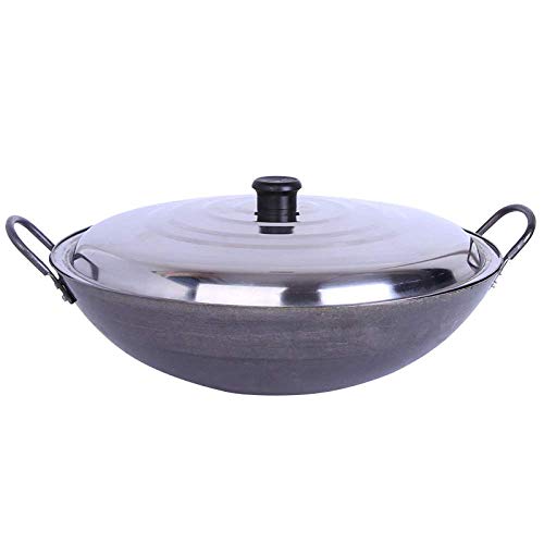 Sartén wok de hierro fundido antiadherente hecha a mano, 39 cm