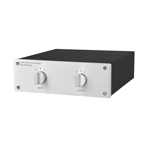 3~3(3イン3出力)XLRバランスステレオオーディオスイッチャーパッシブセレクタープリアンプとポストアンプ分配ボックス(XLR 0303)。