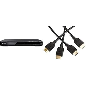 Sony DVPSR510H DVD Player, with HDMI port (Upscaling) & Amazon Basics High-Speed HDMI Cable, 6 Feet, 2-Pack