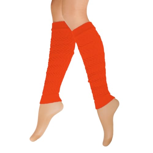 La Mejor Lista de Ropa Naranja - los preferidos. 40 Calentadores de Piernas, Algodón y Elastano, Calcetas Medias Largas Diseño Acanalado para Uso Diario, Deportes, Gimnasia (Naranja)