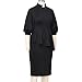 Church Clergy Dress for Women 3/4 Sleeve Irregular Ruffle Pencil Dress with Tab Collar Black