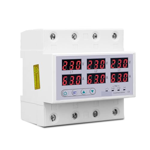 Voltmètre ampèremètre triphasé ajustable 100A avec relais de tension complet - 3