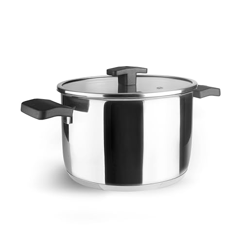 Lacor - 80116 - Olla con Tapa Caliza, Acero Inoxidable 18/10, Asas Termoaislantes, Compatible Inducción, 16 cm, 2,5 litros