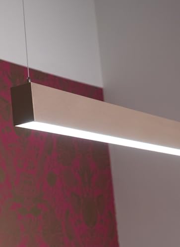Image of Acco LED Modern 50x80mm Rose Gold Linear LED Light with a Prismatic Diffuser | Decorative Pendant for Workspaces, Offices & Commercial Interiors | 40W | 4000K Neutral White