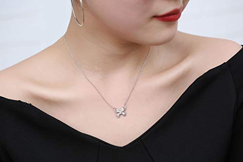 Ascona Gold/Silver Dainty Gold Pendant Necklace,Cubic Zirconia 18K Real Gold Plated Evil Eye/Butterfly Necklace 18''+2'' Adjustable Chain Trendy Jewelry for Women4