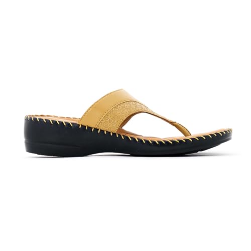 Image of Khadim's Softouch Leather Wedge Heel Slip On Sandal for Women