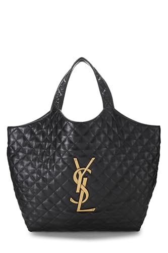 YSL, Pre-loved Black Lambskin Icare Shopping Tote Maxi, Black