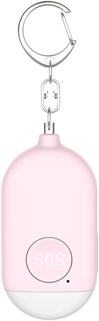 Waterproof Small Self Protection Key Chain Siren with Rechargeable 120dB SOS LED Gentle,Helps Elders & Children EmergencyElderly Seniors Affected person Disabled Handicapped Pink 1 Pack