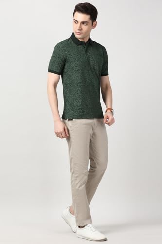 Image of Peter England Men's Cotton Abstract Floral Print Polo T-Shirt - Casual Wear | Stylish & Breathable