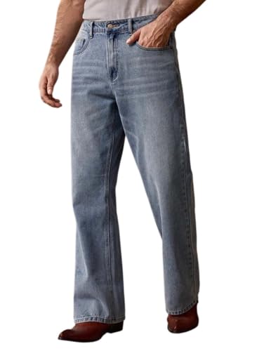 Image of KOTTY Men's Bell Bottom Jeans || Bootcut Denim | Wide Leg Flared Jeans for Men || High Waist Stretchable Retro Fit || Cotton for College Casual
