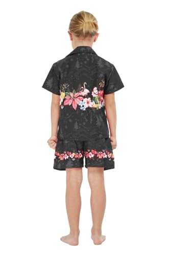 Matchable Family Hawaiian Luau Men Women Girl Boy Clothes in Christmas Santa in Hawaii Black Cross3